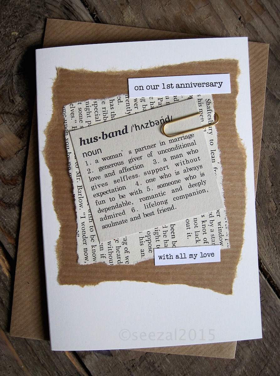 Anniversary Gift For Husband Ideas
 1st Anniversary Wedding Day Card Husband Paper Dictionary