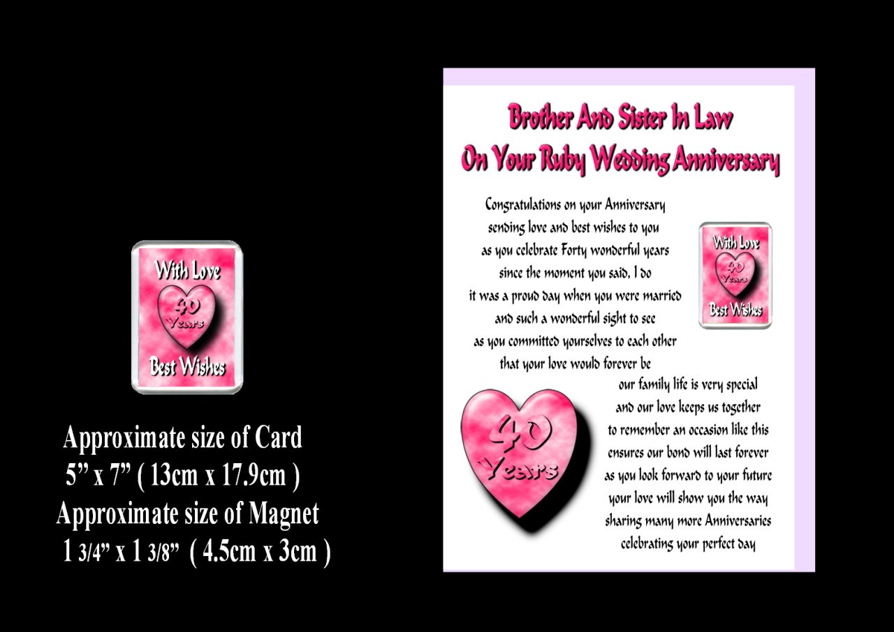 Anniversary Gift Ideas For Sister And Brother In Law
 Brother Sister IN LAW 25th TO 70th Wedding Anniversary