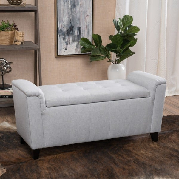 Armed Storage Bench
 Shop Alden Tufted Fabric Armed Storage Ottoman Bench by