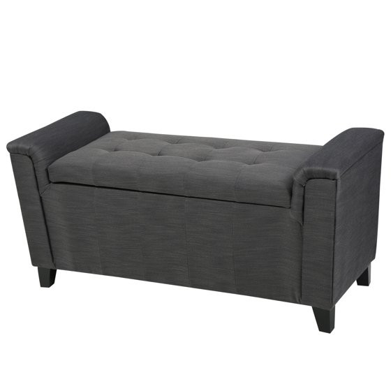 Armed Storage Bench
 Noble House Aiden Armed Grey Fabric Storage Bench