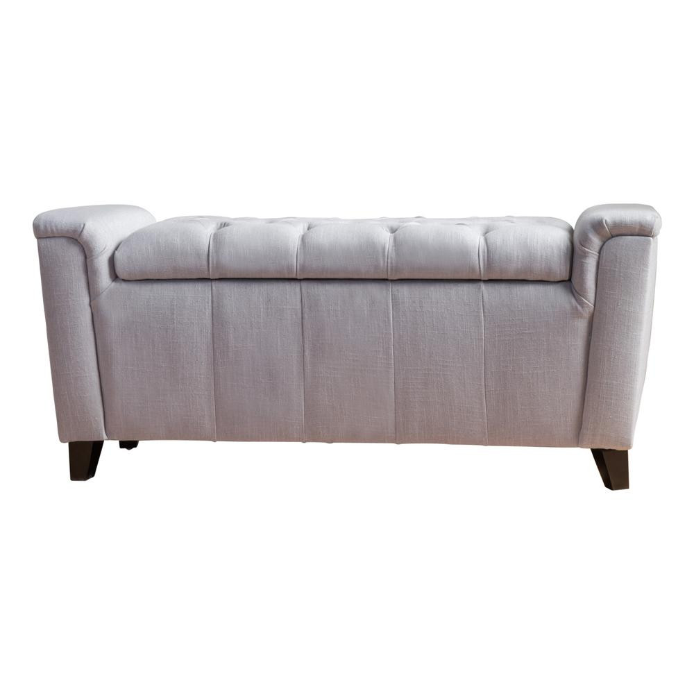 Armed Storage Bench
 Noble House Argus Light Gray Fabric Armed Storage Bench