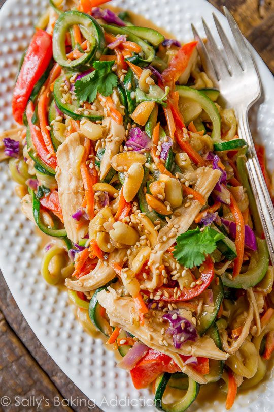 Asian Dinner Recipe
 Peanut Chicken Zucchini Noodles