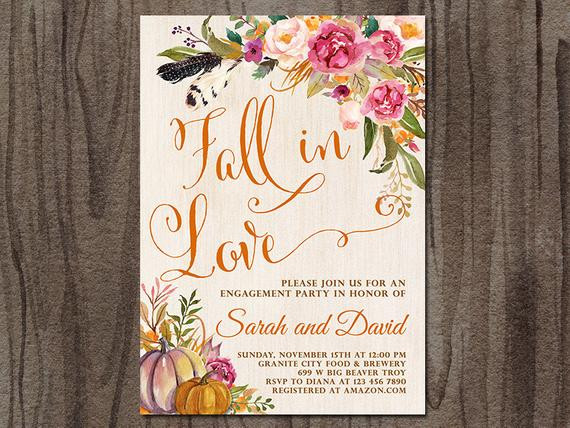 Autumn Engagement Party Ideas
 Engagement Party Invitation Fall in Love Autumn Engagement