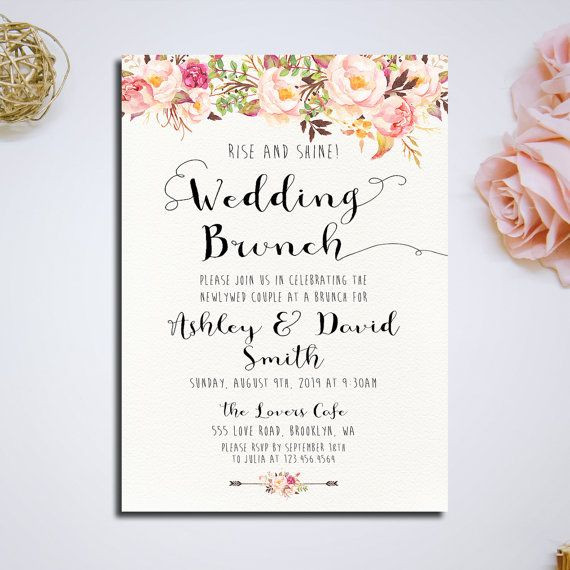 B Wedding Invitations
 Post Wedding Brunch Invitation Rise and Shine Romantic