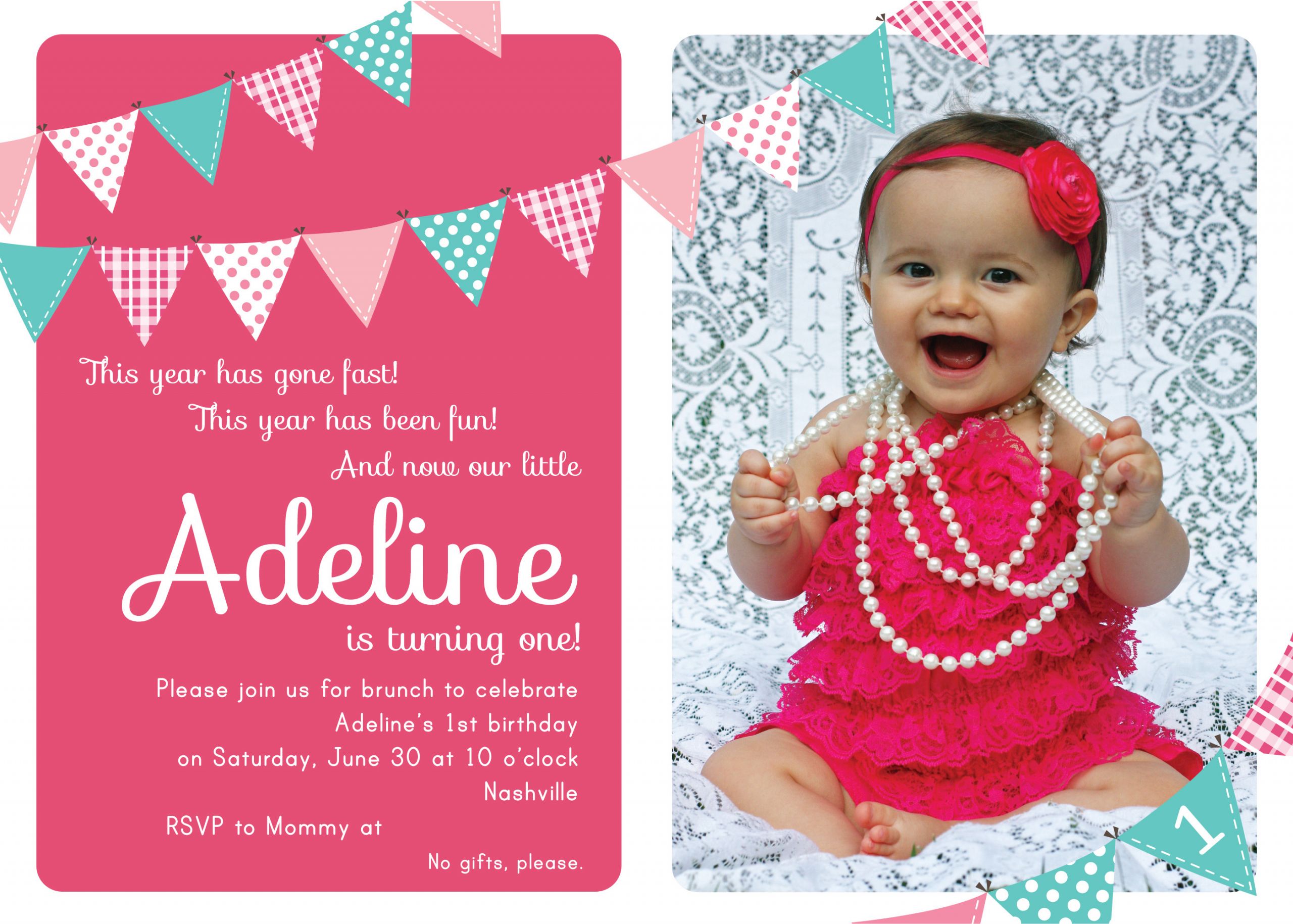 Baby Girl Birthday Invitations
 First Birthday Party Invitation Ideas – FREE Printable
