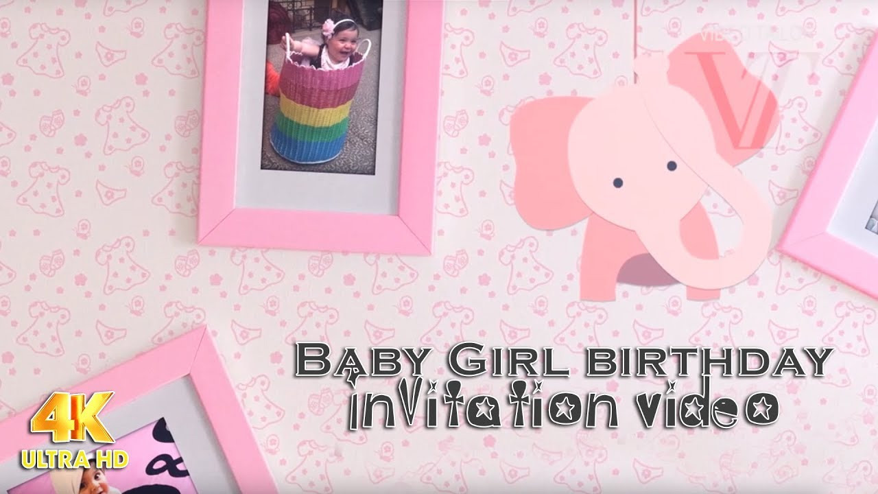 Baby Girl Birthday Invitations
 Baby Girl Birthday Invitation Video VTEV001