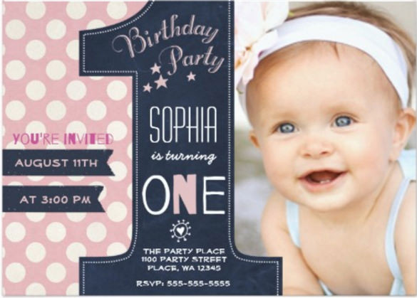 Baby Girl Birthday Invitations
 36 First Birthday Invitations PSD Vector EPS AI Word