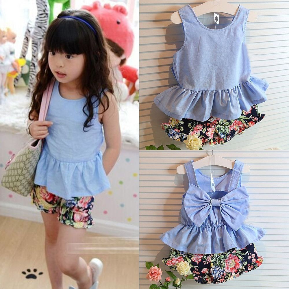 Baby Girl Fashion
 Toddler Kids Baby Girl Clothes Bowknot T shirt Tops Dress