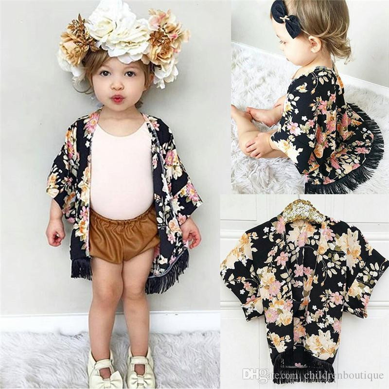 Baby Girl Fashion
 Fashion Baby Girls Clothes Flower Tassel Kimono Shawl