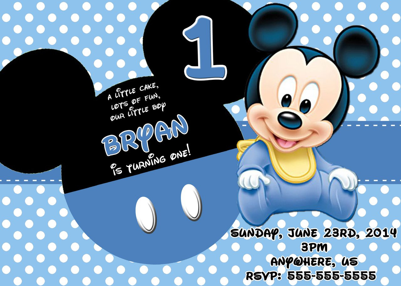Baby Mickey Mouse 1st Birthday Invitations
 Baby Mickey First Birthday Invitations