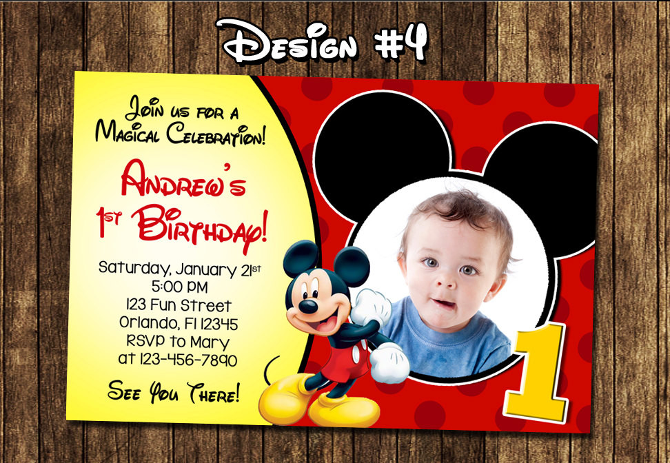 Baby Mickey Mouse 1st Birthday Invitations
 Mickey Mouse Baby First Birthday Party Invitations
