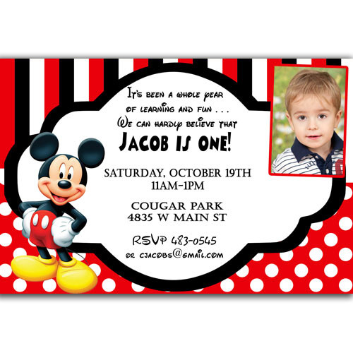 Baby Mickey Mouse 1st Birthday Invitations
 Mickey Mouse First Birthday Party Invitation – FREE