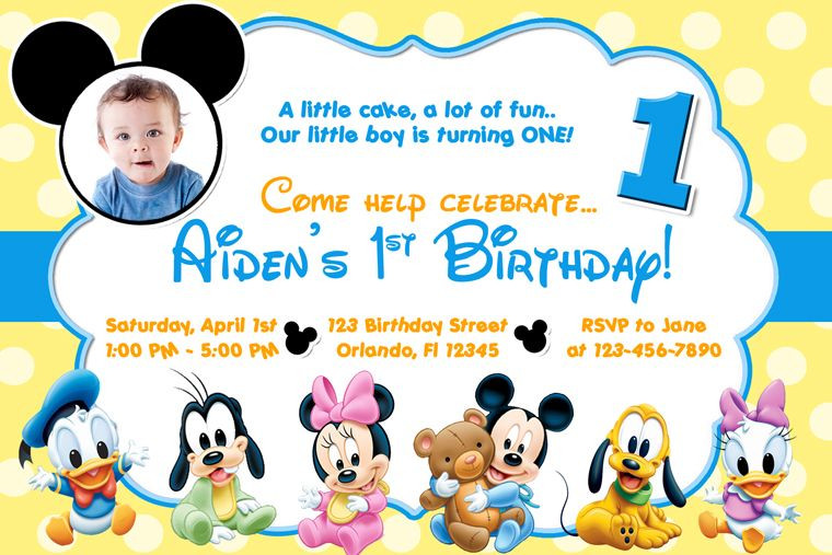 Baby Mickey Mouse 1st Birthday Invitations
 Personalized Mickey Mouse Clubhouse Birthday Invitations