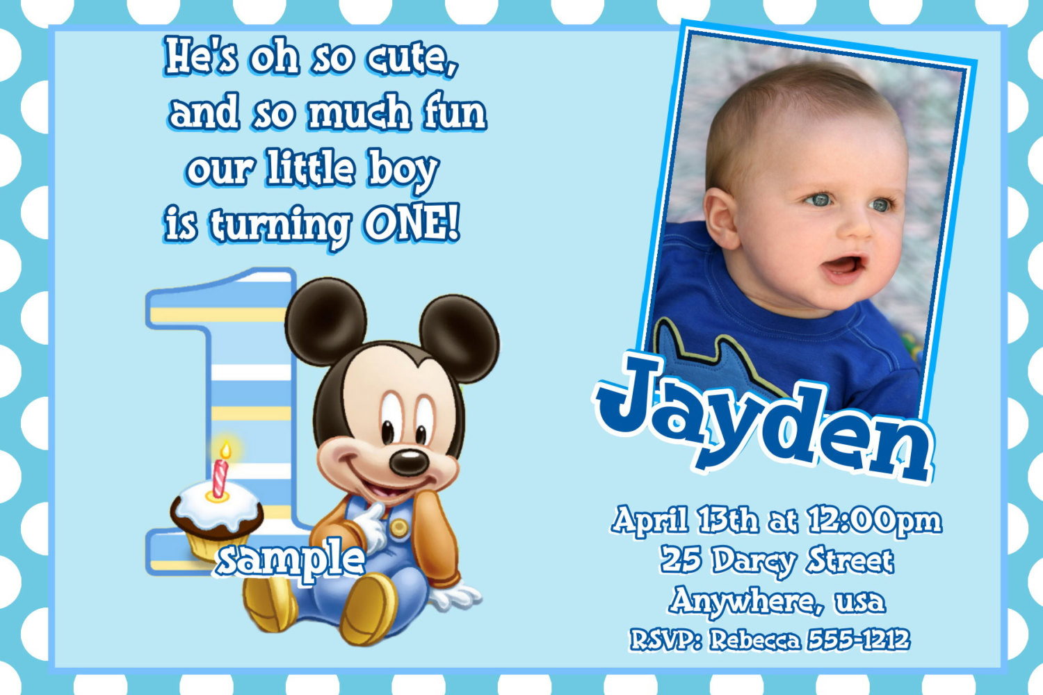 Baby Mickey Mouse 1st Birthday Invitations
 Mickey Mouse 1st Birthday Invitations Baby Mickey Mouse 1st
