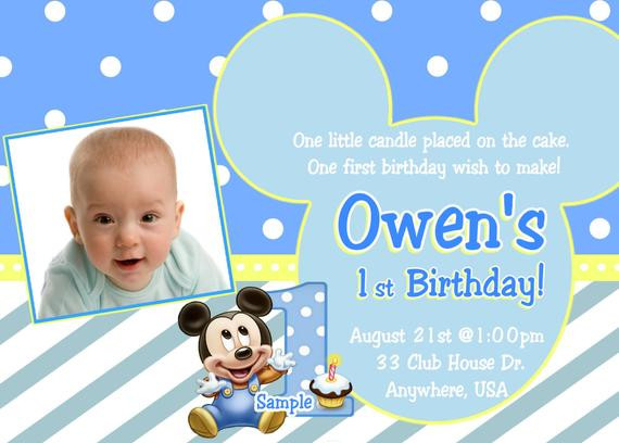 Baby Mickey Mouse 1st Birthday Invitations
 Baby Mickey 1st Birthday Invitation Baby Mickey Mouse