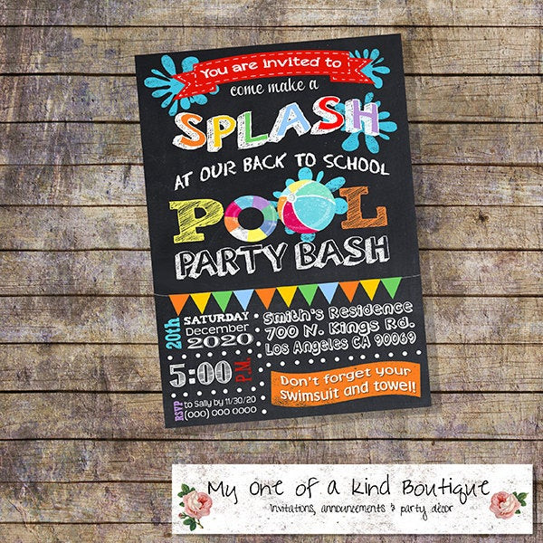 Back To School Pool Party Ideas
 Back to school pool party invitation pool party splash bash
