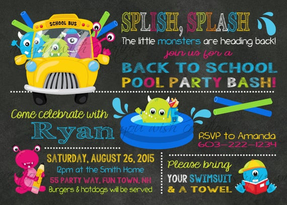 Back To School Pool Party Ideas
 Monster back to school pool party Monsters by