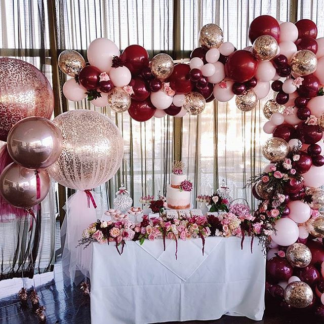 Backyard Graduation Party Ideas Pink And Black Gold Table Set Up
 A divine set up of rose gold burgundy and baby pink