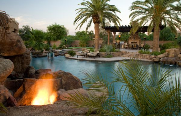 Backyard Palm Tree
 Tropical Backyards With A Pool Home Decorating Ideas