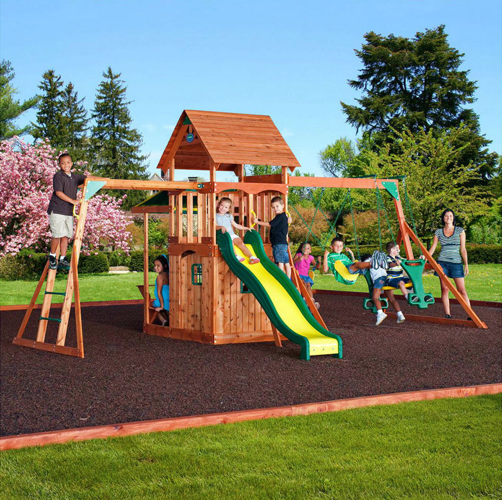 Backyard Play Equipment
 Outdoor Play House Cedar Swing Set Slide Backyard