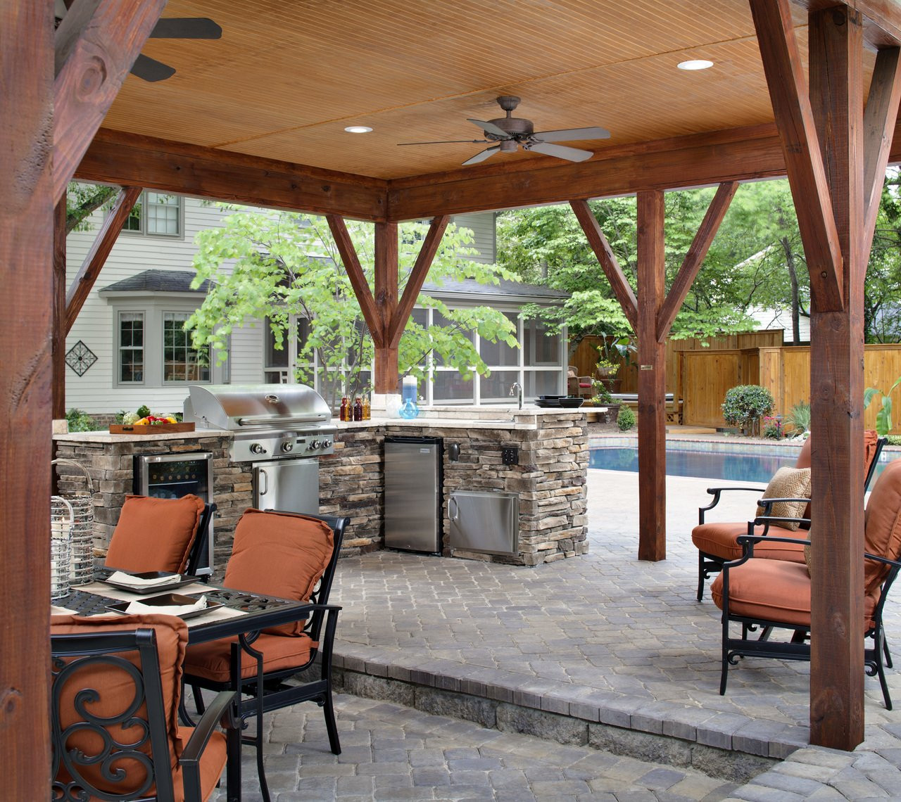 Backyard Porch Ideas
 Custom Outdoor Kitchen under Open Porch