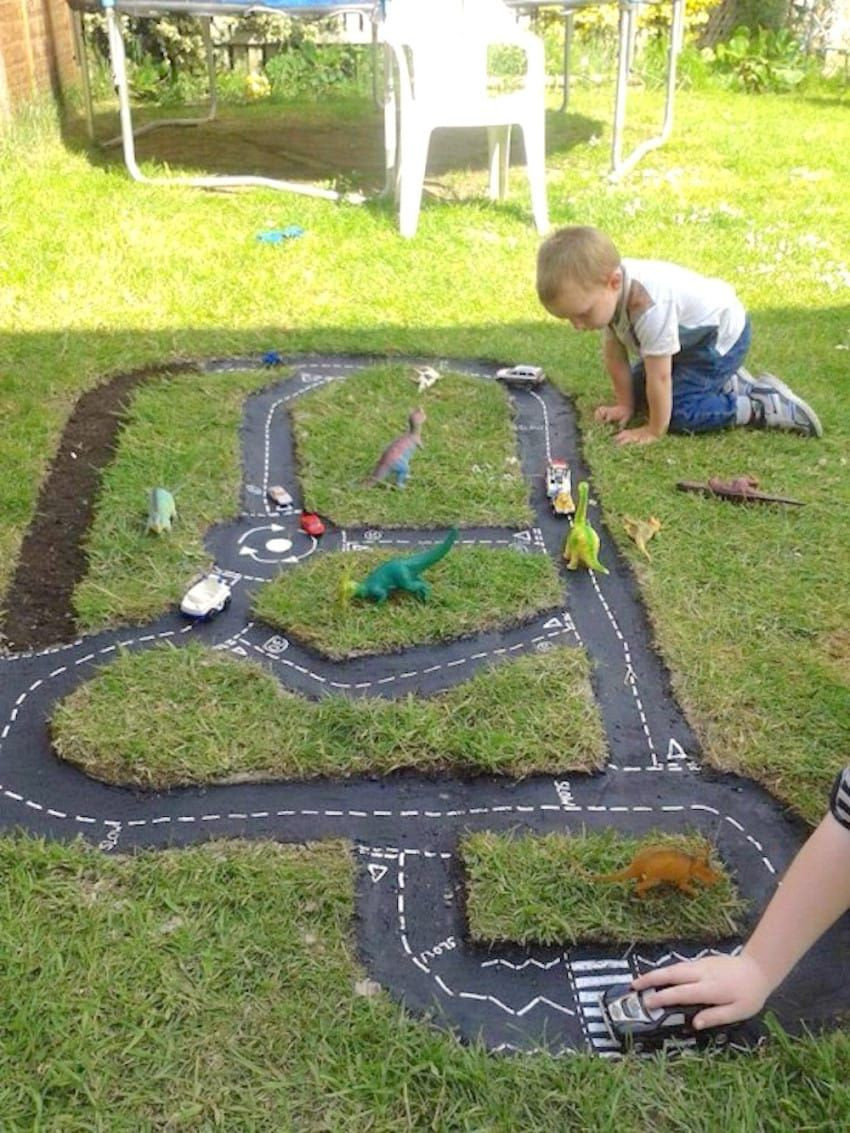 Backyard Race Track
 Dad Grabs A Shovel And Digs Up His Pretty Grass To Create
