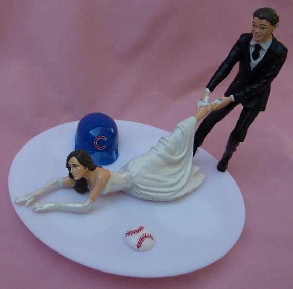 Baseball Wedding Cake Topper
 Wedding Cake Topper Chicago Cubs G Baseball Themed w Bridal