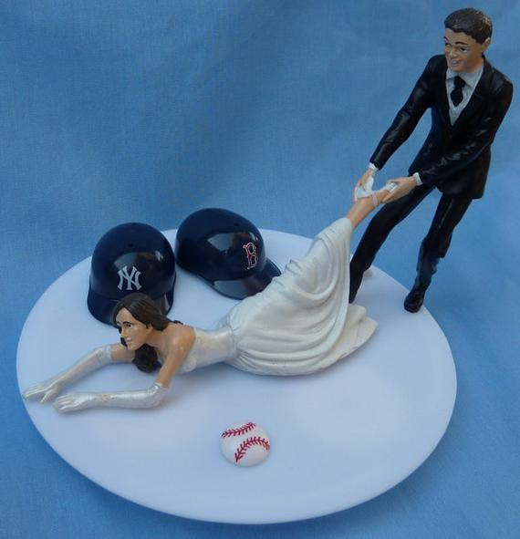 Baseball Wedding Cake Topper
 Wedding Cake Topper House Divided Baseball Team Rivalry Themed