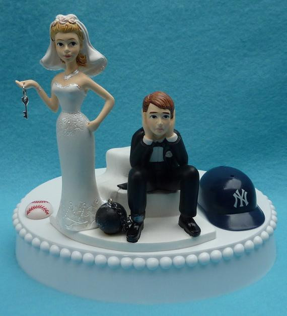 Baseball Wedding Cake Topper
 Wedding Cake Topper New York Yankees NY Baseball Themed Ball