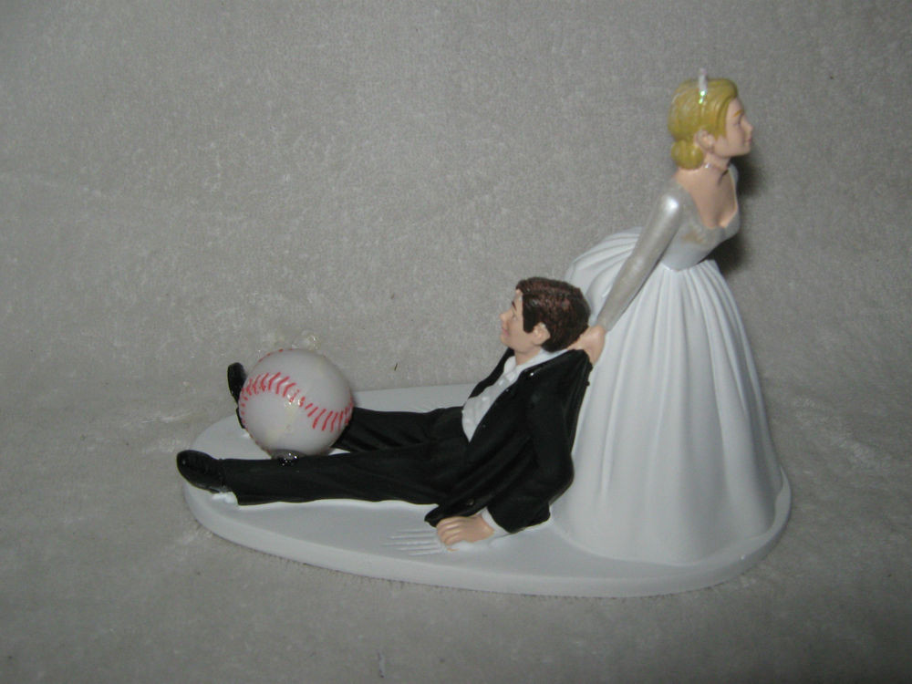 Baseball Wedding Cake Topper
 Wedding Party Reception Baseball Cake Topper Bride & Groom