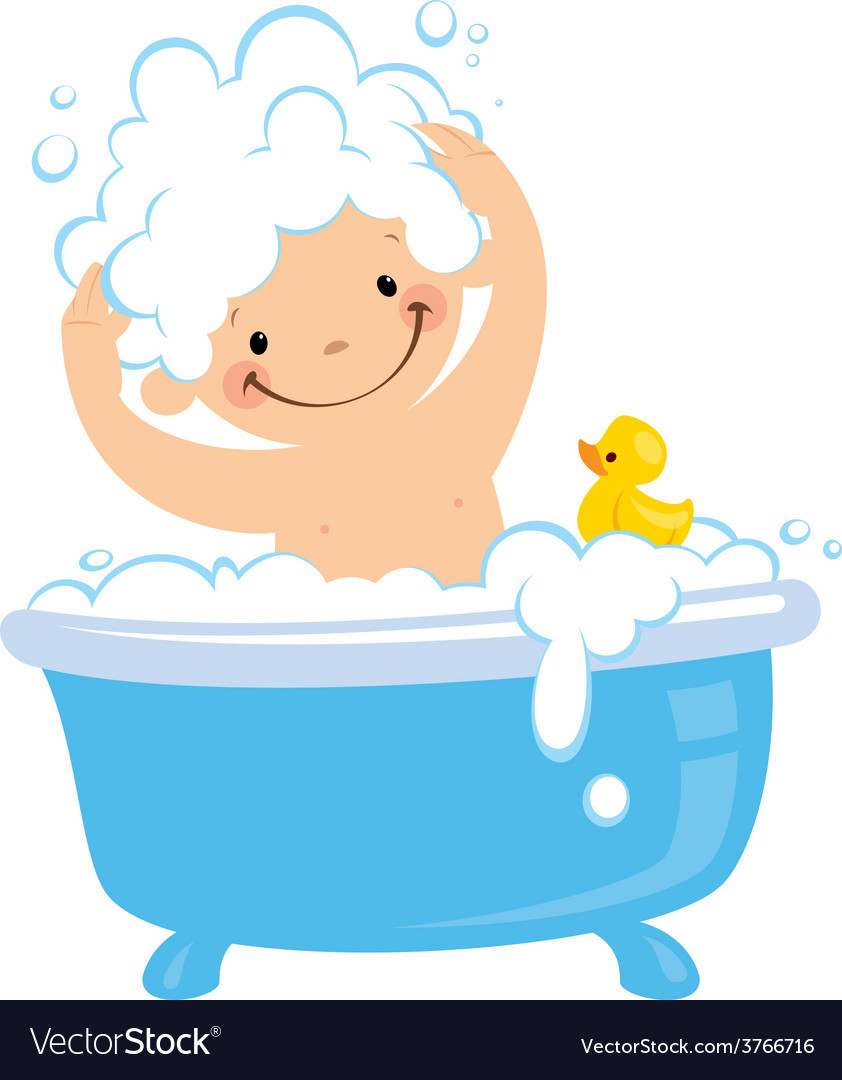 Bathroom Clipart For Kids
 Cartoon boy having bath washing hair Royalty Free Vector