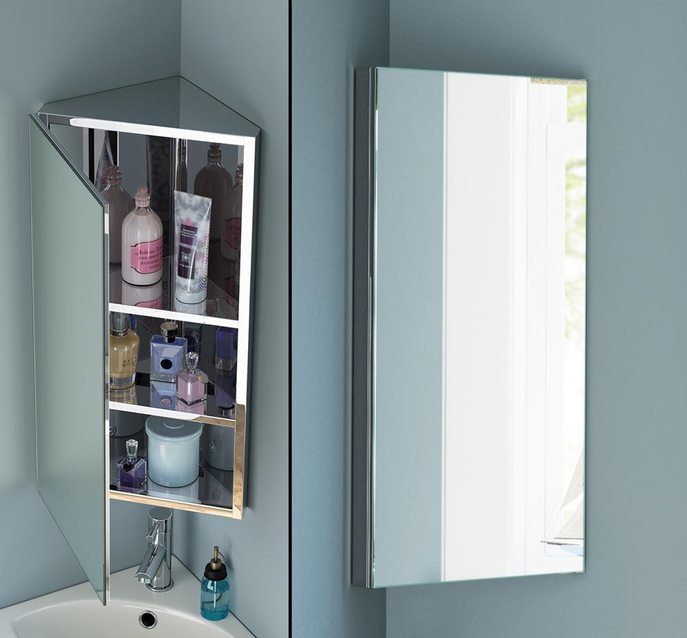 Bathroom Corner Wall Cabinet
 STAINLESS STEEL BATHROOM CORNER WALL MIRROR CABINET MC101