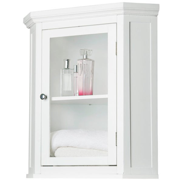 Bathroom Corner Wall Cabinet
 Shop Classique White Corner Wall Cabinet by Elegant Home