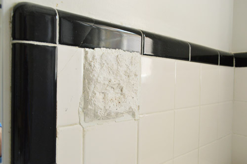 Bathroom Tile Cover Up
 How To Hide Old Cracked Tile With A Built in Shelf