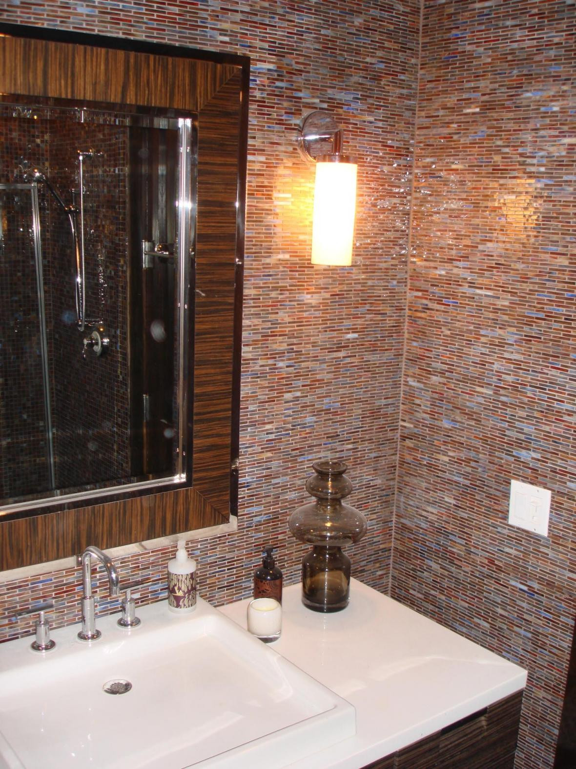 Bathroom Tile Walls
 Glass mossaic tile bathroom vanity wall