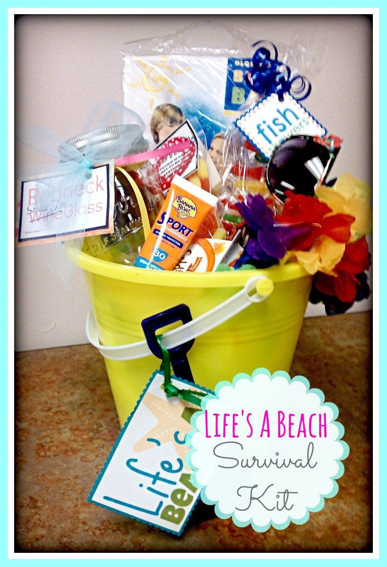 Beach Basket Gift Ideas
 Life s a Beach Survival Kit Bucket Free Printable