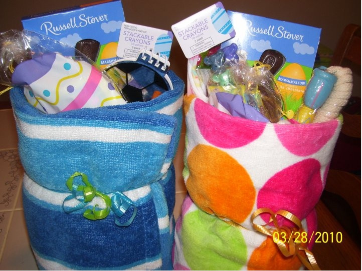 Beach Basket Gift Ideas
 Frugal Easter Idea Beach Towel Baskets FTM
