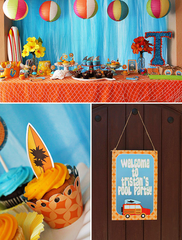 Beach Theme Kids Party
 Cheer s to Summer Surfer Style Kids Pool Party Ideas