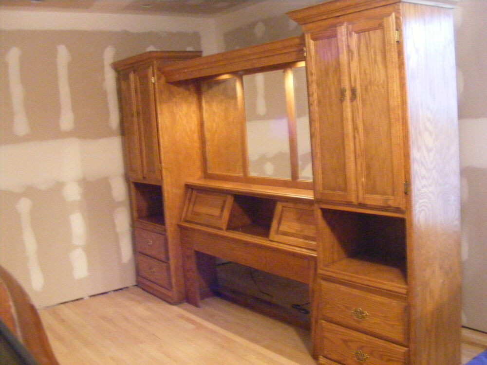Bedroom Furniture Wall Units
 LIGHTED BEDROOM 2 PIER WALL UNIT QUEEN SIZE WITH