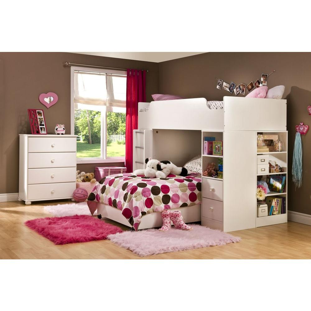 Bedroom Sets For Kids
 South Shore Logik 4 Piece Pure White Twin Kids Bedroom Set