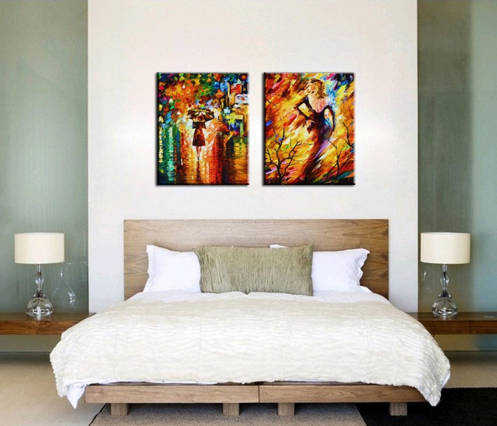 Bedroom Wall Art Paintings
 Bedroom Decorated Knife paint landscape abstract modern