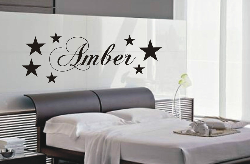 Bedroom Wall Art Stickers
 Personalised Star wall art sticker name style B Kid