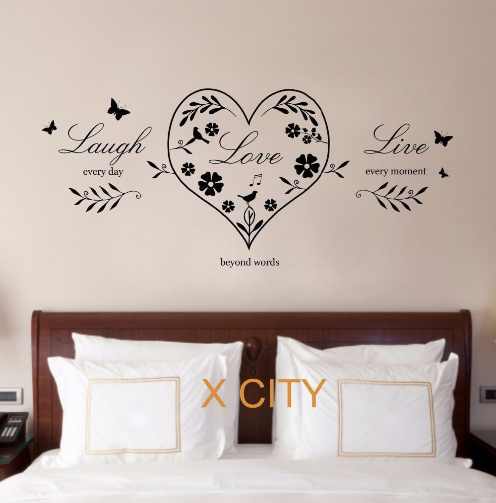 Bedroom Wall Art Stickers
 Live Laugh Love Heart Quote CREATIVE WALL ART STICKER