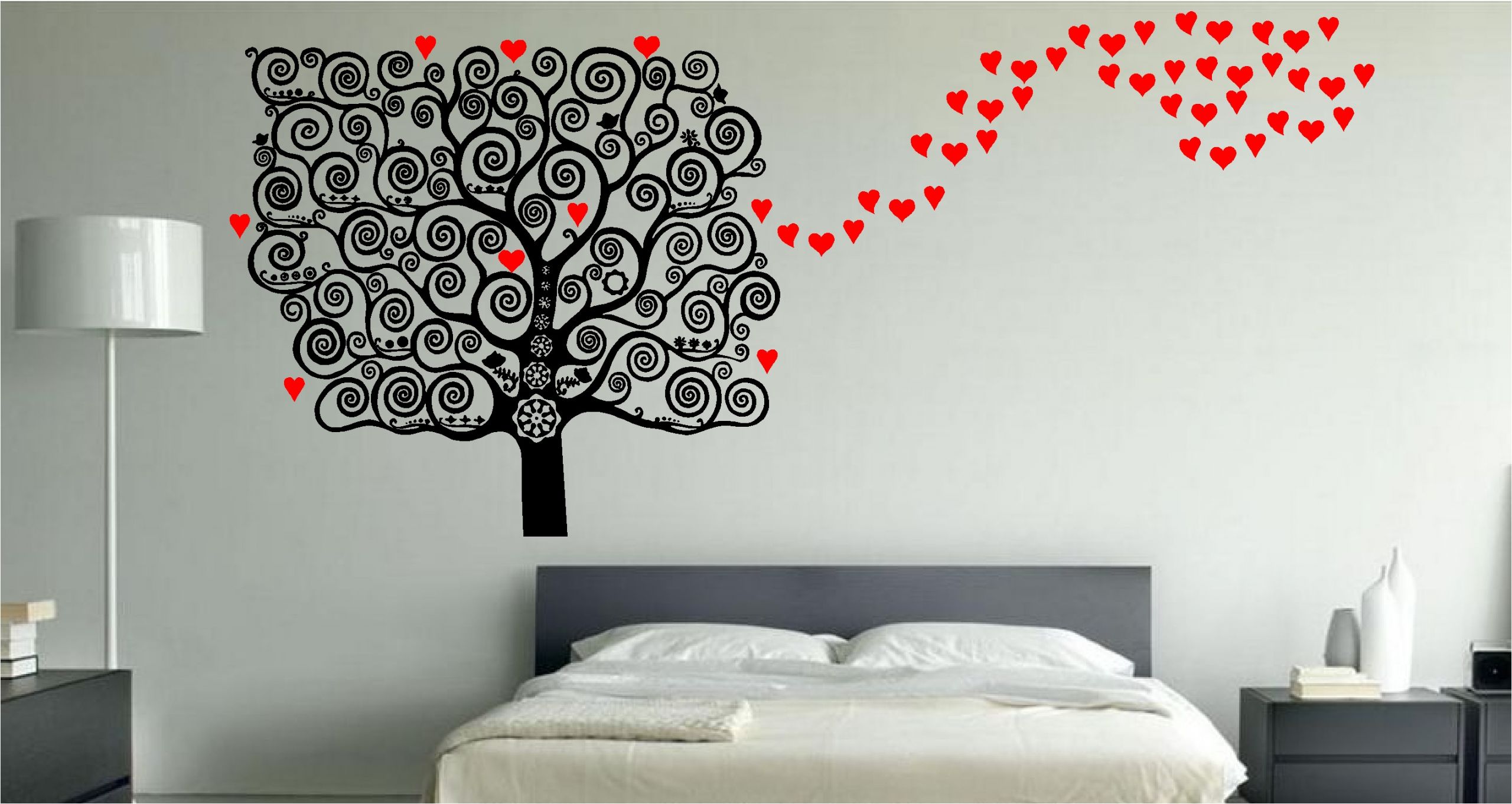 Bedroom Wall Art Stickers
 STUNNING LOVE HEART TREE wall art sticker decal BEDROOM