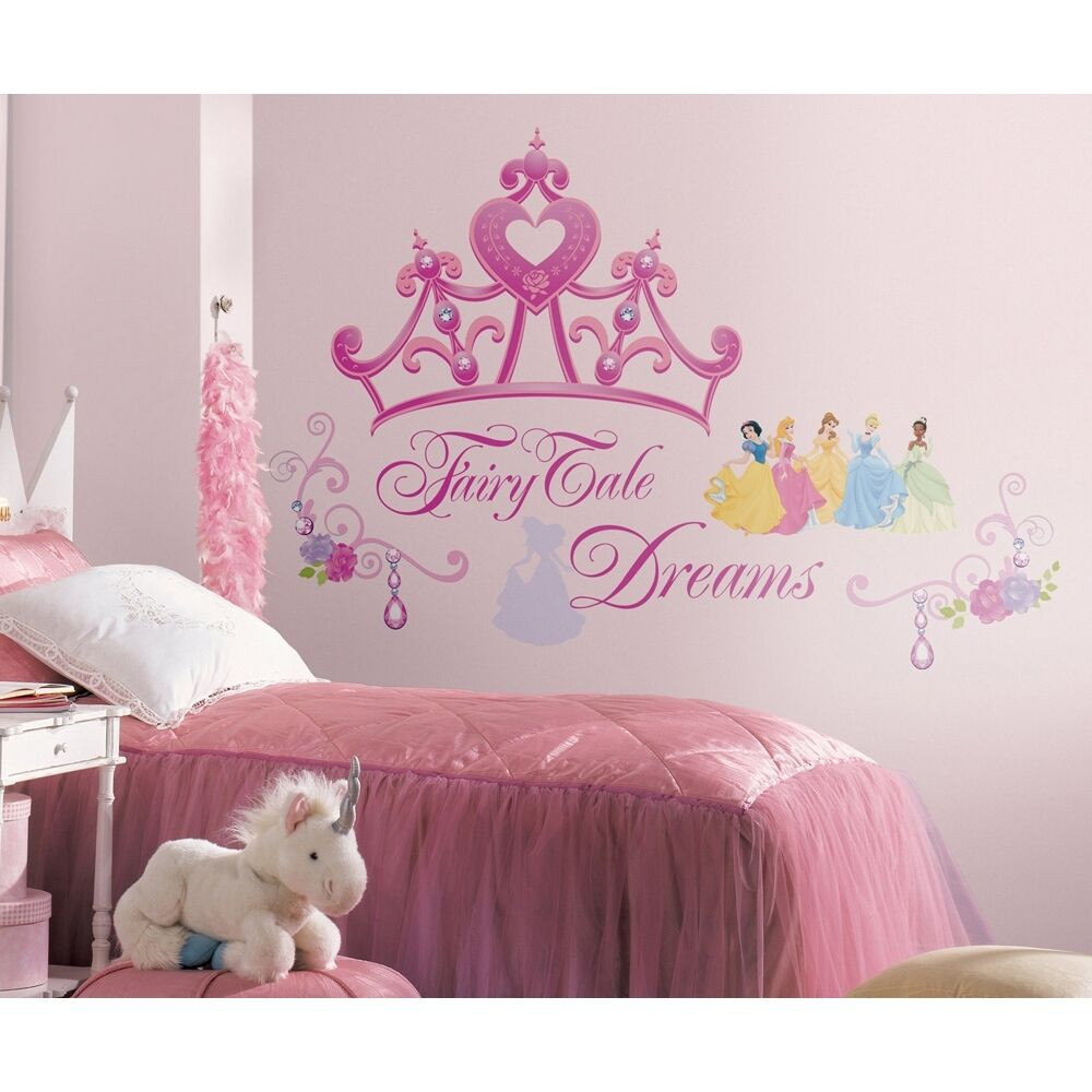 Bedroom Wall Art Stickers
 New DISNEY PRINCESS CROWN GiAnT WALL DECALS Girls Stickers