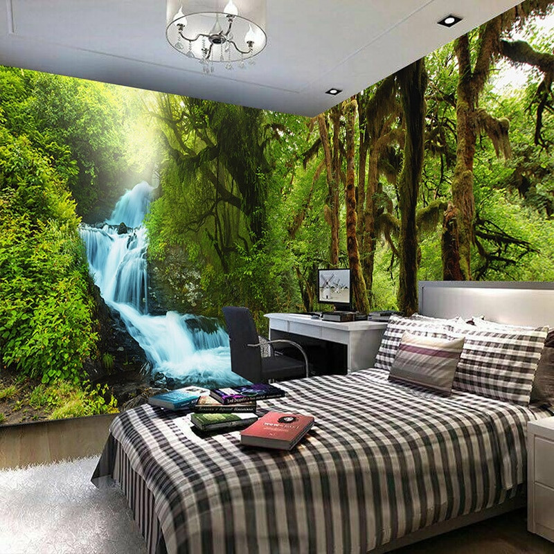 Bedroom Wall Mural
 Nature Scenery 3D Wall Mural Custom HD HD Tropical Rain