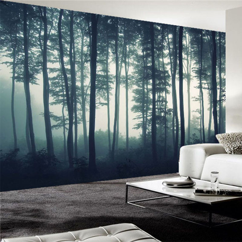 Bedroom Wall Mural
 Custom Wallpaper 3D Dense Fog Forest Tree Wall Mural