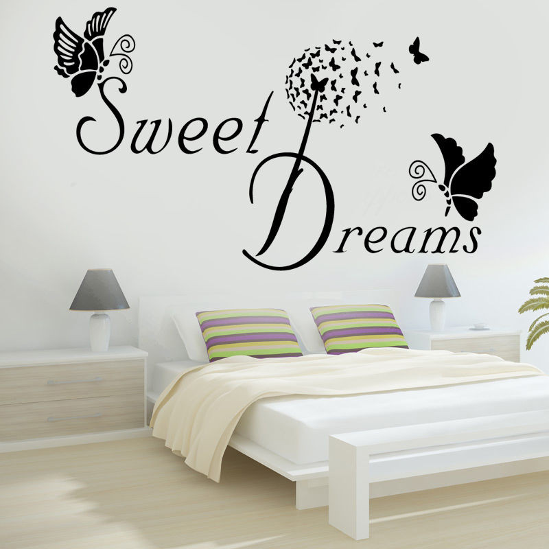 Bedroom Wall Stickers
 SWEET DREAMS Butterfly LOVE Quote Wall Stickers Bedroom