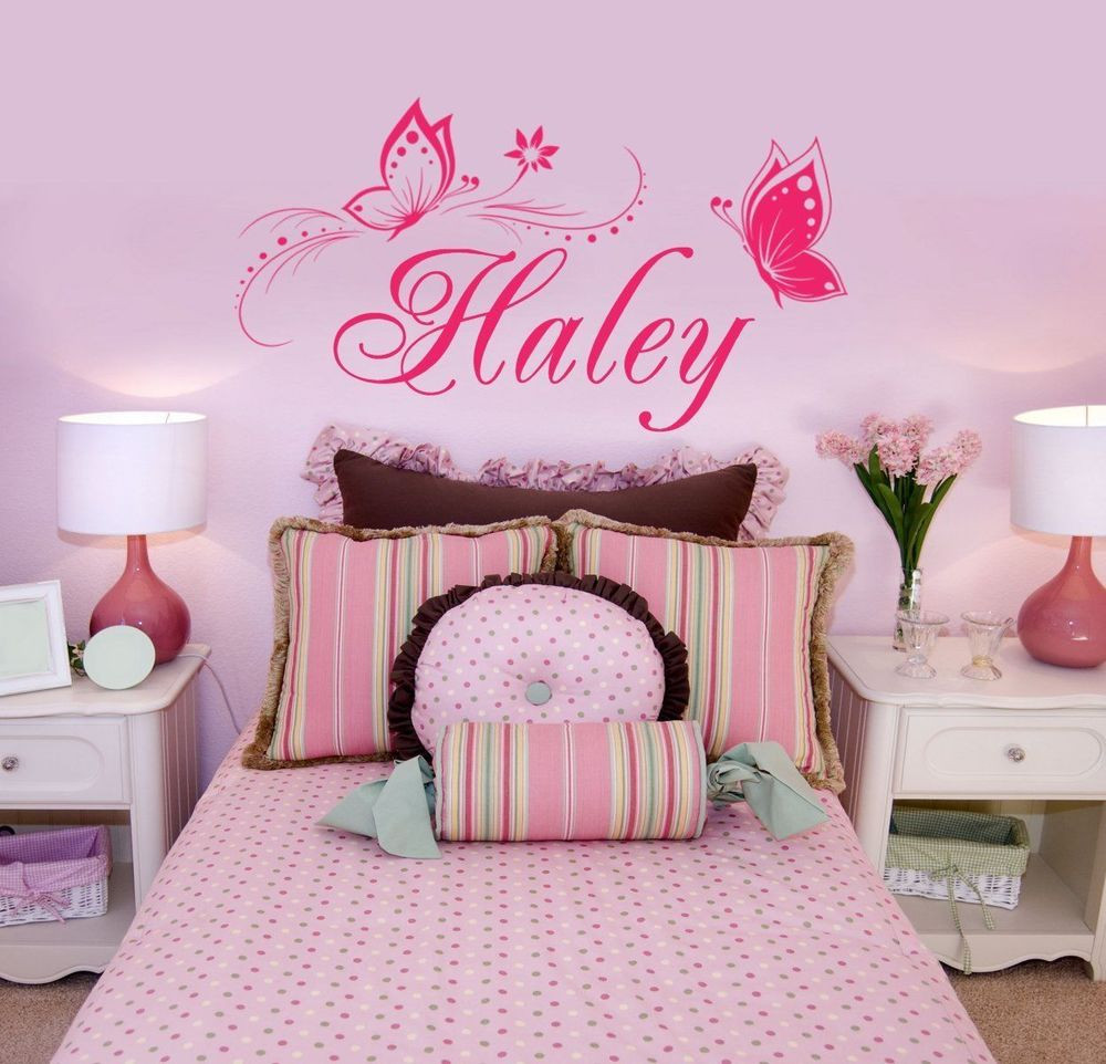 Bedroom Wall Stickers
 Butterfly Wall Sticker Personalized ONE NAME Vinyl Wall