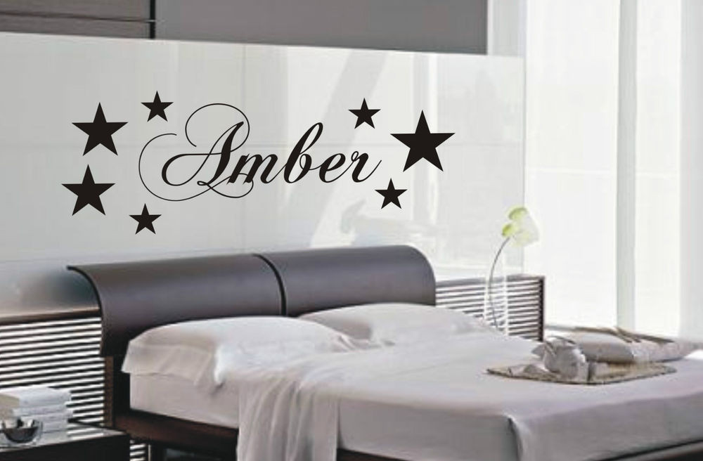 Bedroom Wall Stickers
 Personalised Star wall art sticker name style B Kid